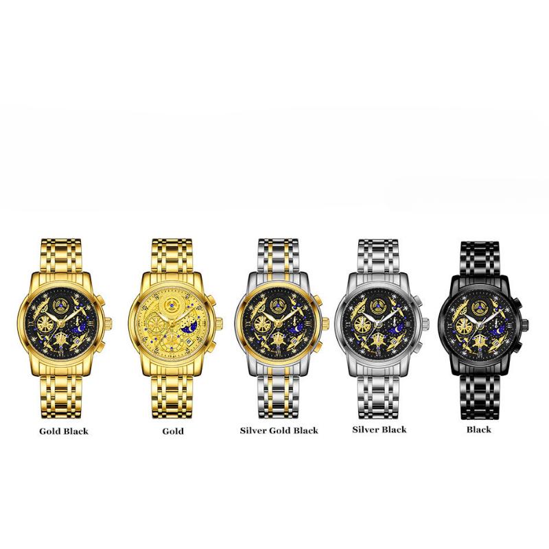 WWOOR Skeleton Watch Trendy Business Men's Watches Waterproof Fashion Quartz Men's Watches