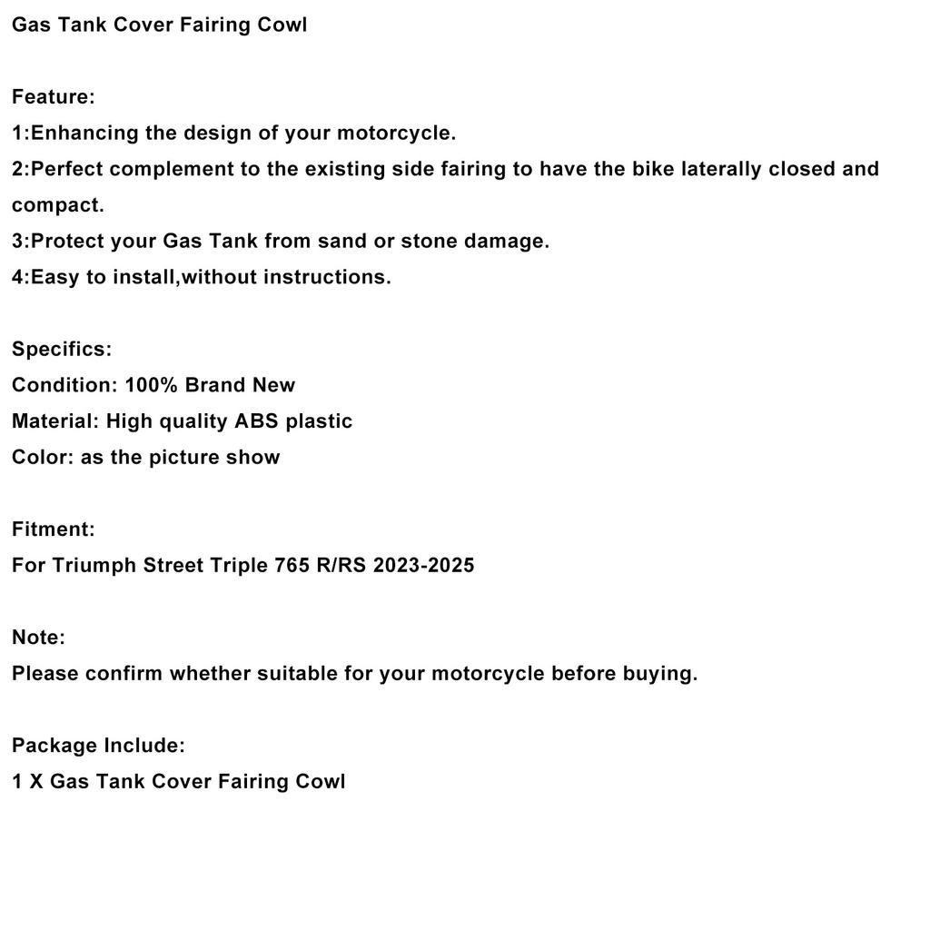 Gas Tank Cover Trim Fairing Cowl For Street Triple 765 R/RS 2023-2025 Carbon