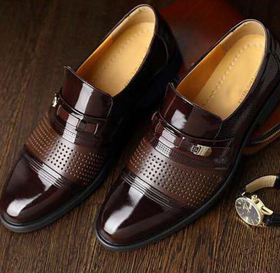 Spring Men's formal business leather dress shoes men summer hole shoes cover feet leather shoes zapatos de hombre traje H515