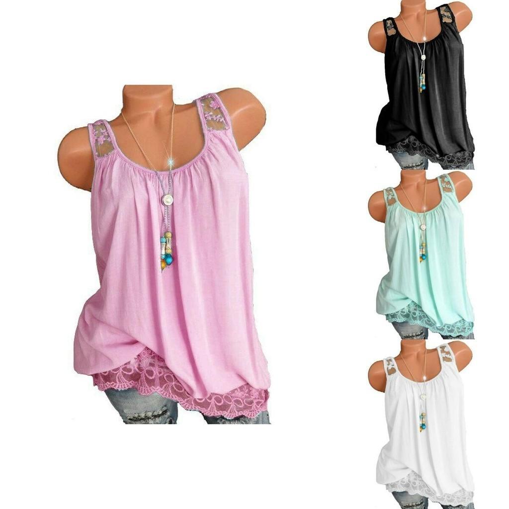 Premium Quality Sexy Women's Summer Sleeveless Lace T-shirt Vest For Effortless Style