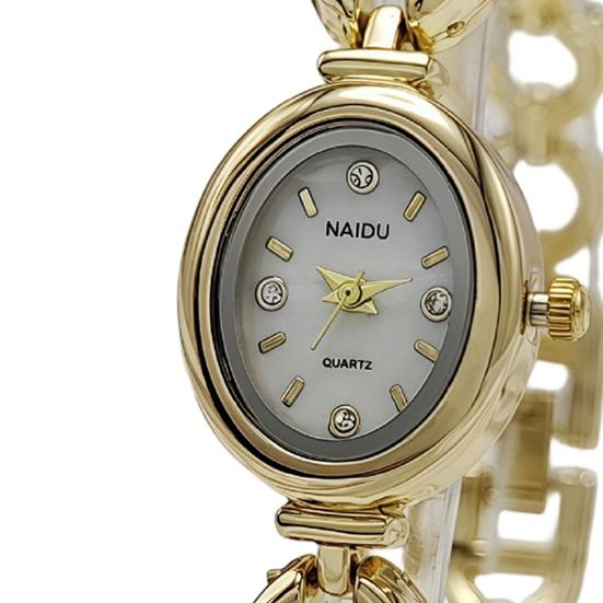 Ladies Bracelet Watch Faux Pearl Oval Dial Watch Women Vintage Quartz Wristwatch Elegant Dress Watch for Party Date