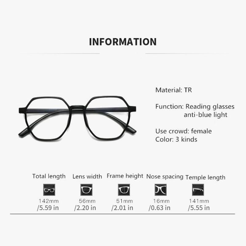 Fashion Polygonal Anti Blue Light Presbyopia Glasses For Women Men Computer Presbyopia Hyperopia Reading Eyeglasses