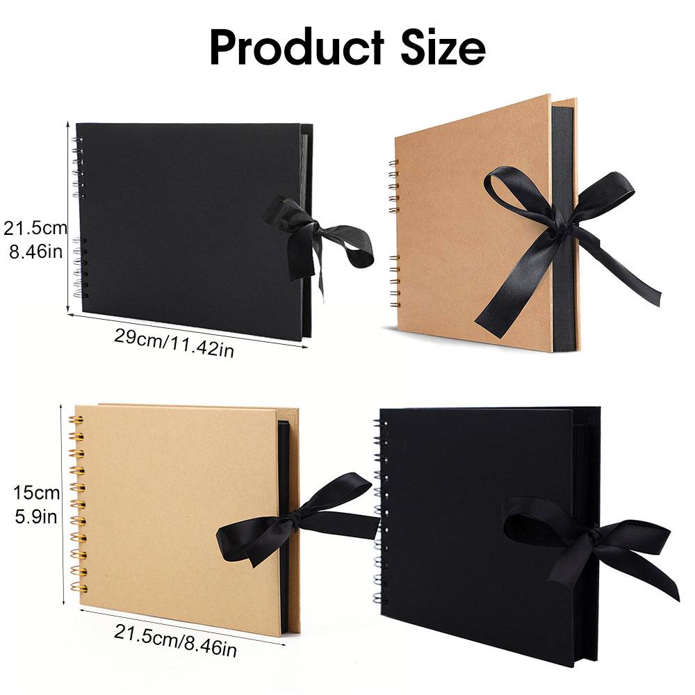 ZK20 80 Schwarze Seiten Erinnerungsbücher DIY Bastel Fotoalben Scrapbook Einband Kraft Album für Hochzeitsjubiläumsgeschenke Erinnerungsbücher