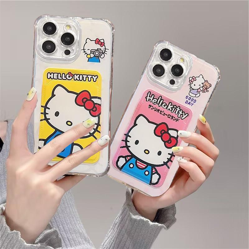 Sanrio Hello Kitty Photo Card Holder Phone Case For Xiaomi Redmi Note 14 Pro 5G Note 13 12 Pro 11 11S 13C 12 12C 10C 5G Cover