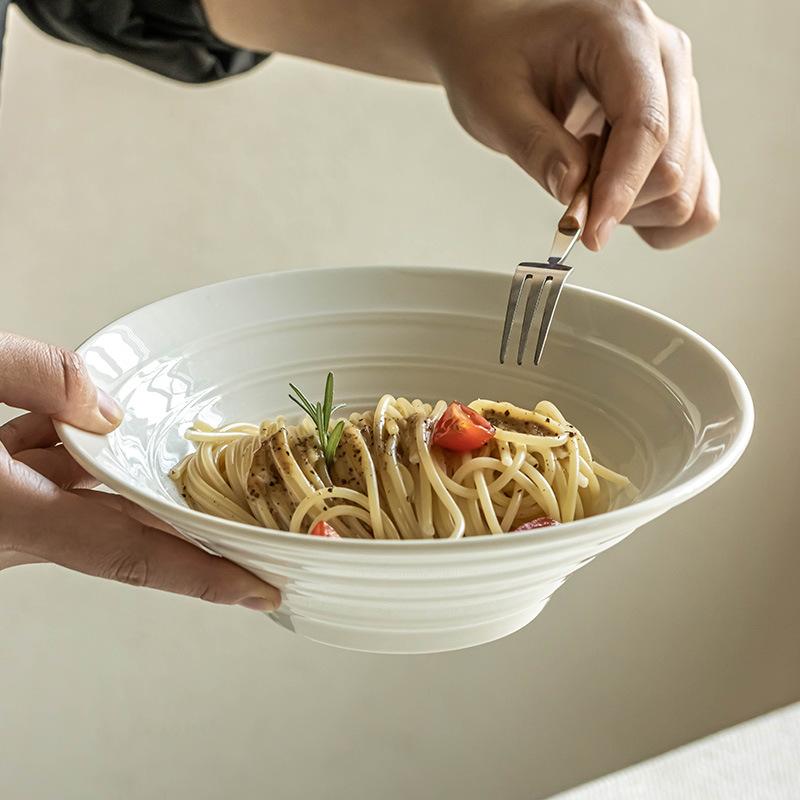 Simple Ceramic Tableware Bowl Pure White Hat Bowl Ramen Bowl High Value Fruit Salad Soup Bowl Household Noodle Bowl