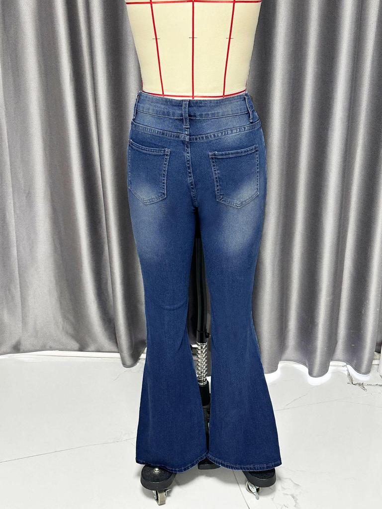 Europe Cross-Border Retro Women's Stretch Slim Fit Micro Flare Denim Jeans - 2025 Spring Collection