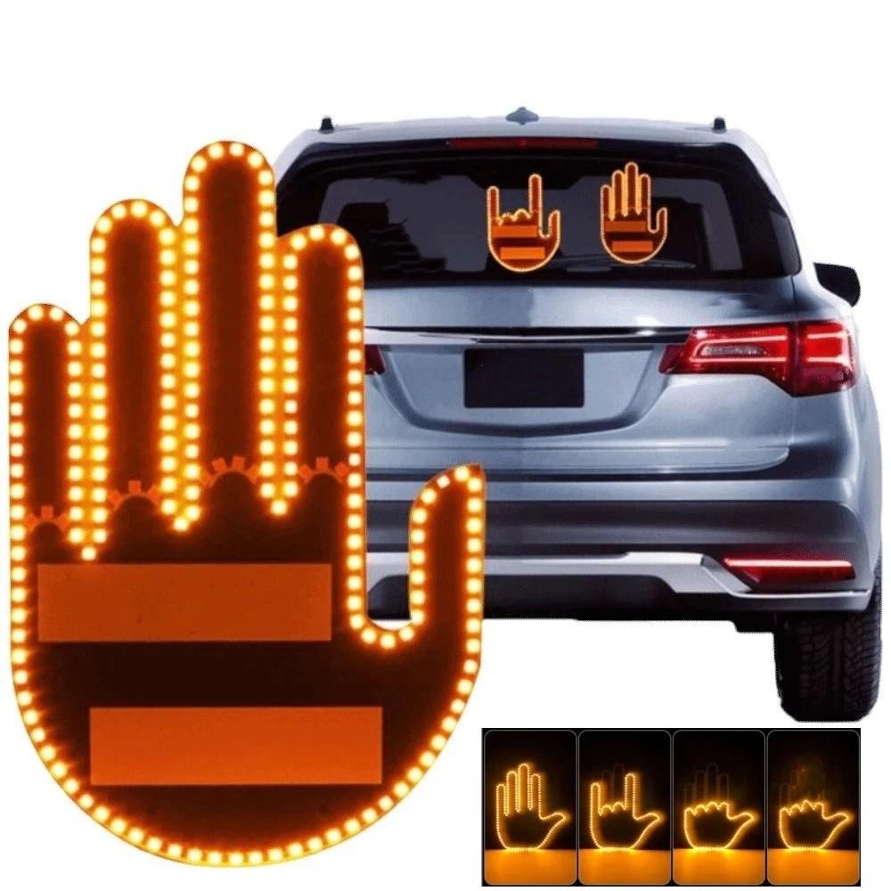Funny Finger Hand Lamp Remote Control Car Decoration Panel Gesture Lights Road Rage Signs