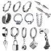 1 Paar Goth Punk Totenkopf Schloss Würfel Kette Ungewöhnlich Edelstahl Männlich Weiblich Piercing Creolen Ohrring für Mann Schmuck Neu Eingetroffen Vintage