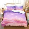 Cloud Sky Duvet Cover Set King/Queen Size,pink Blue-green Beautiful Natural Scenery Soft Bedding Set for Kids Teens Adults Girls