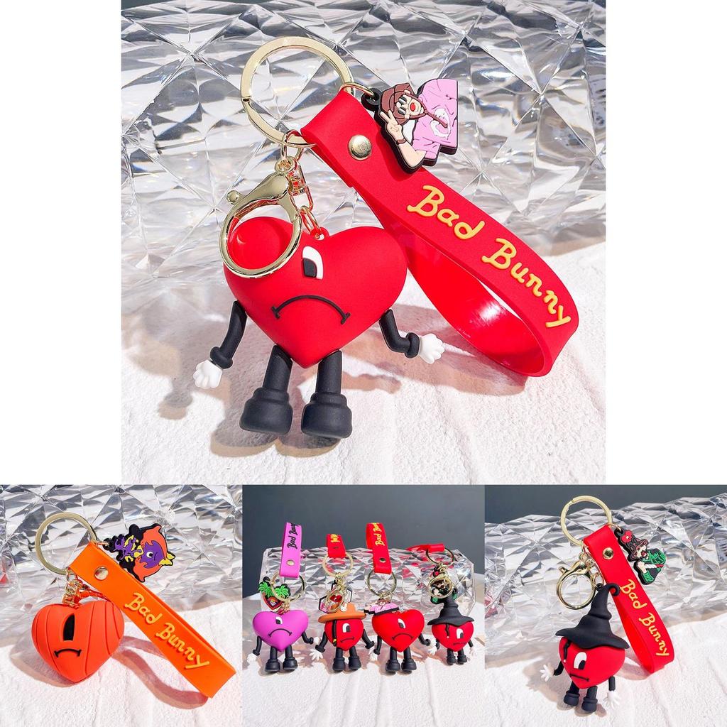 Soft Rubber Alloy Bad Bunny Key Ring Pendant Kids Xmas Decoration Gift