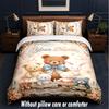 Teddy Bear Theme Custom Text Or Name 3Pcs Bedding Set,1 Flat Sheet & 2 Pillowcases Personalized Home Bedding