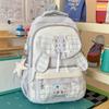 Mochila japonesa de dos dimensiones transparente bolsa para el dolor de alto valor estilo ins universitario a cuadros mochila para estudiante de secundaria con múltiples compartimentos
