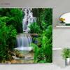 Modern 3D Printing Green Plant Tree Scenery Shower Curtains Forest Bamboo Landscape Bath Curtain Set For Bathroom Decor Cloth