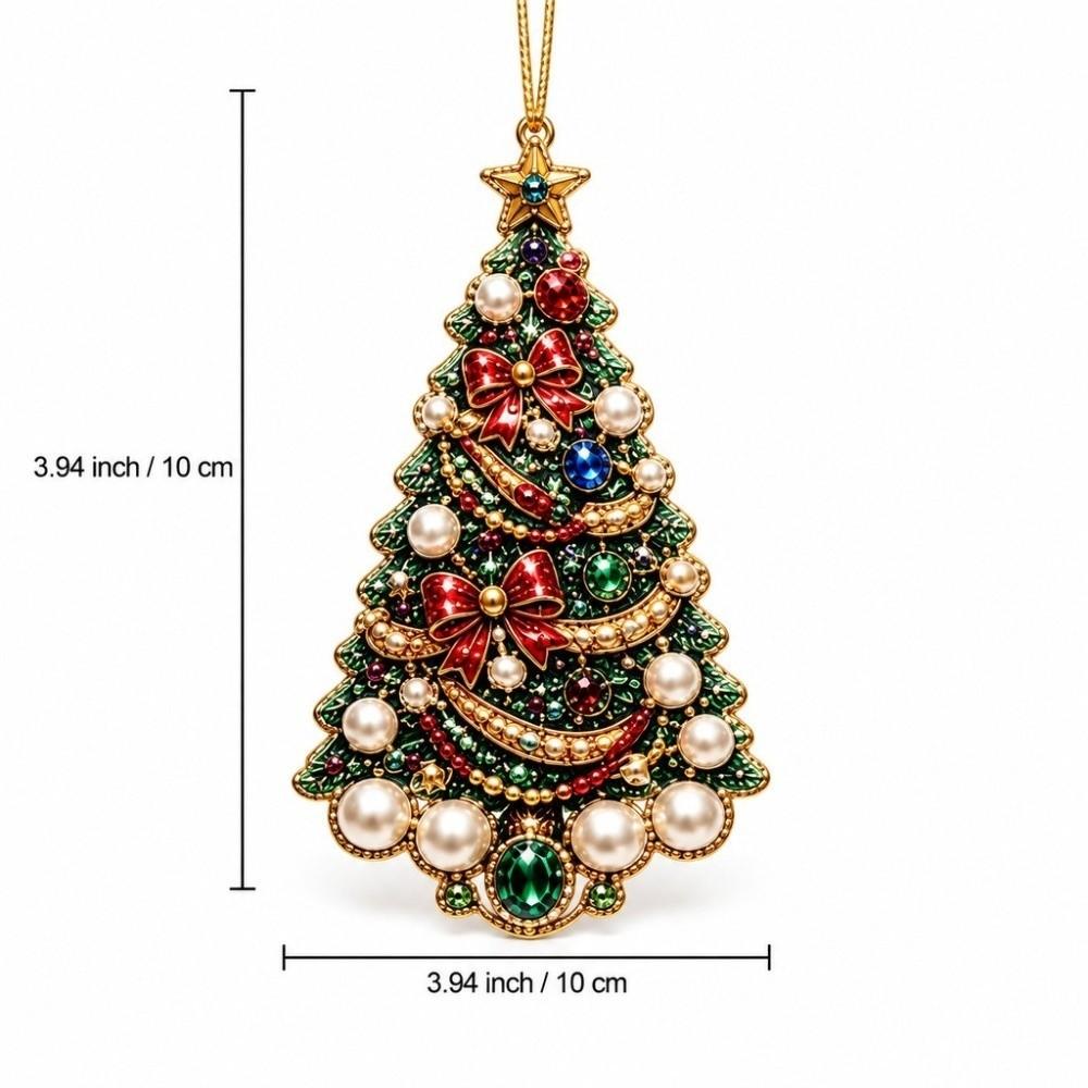 Semi-finished DIY Pearl Painting Kit Xmas Tree Shape Xmas Acrylic Pendant Home Decoration