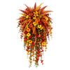 Fall Entryway Hanging Basket Faux Floral Swag Autumn Harvest Door Orange Gold Porch Decor