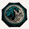 Viking Wolf Rune Circular Norse Symbol Decal Laptop Vinyl WaterproofUmbrella, Portable 3-Fold Umbrella for Men & Women,Christmas Gift ES312
