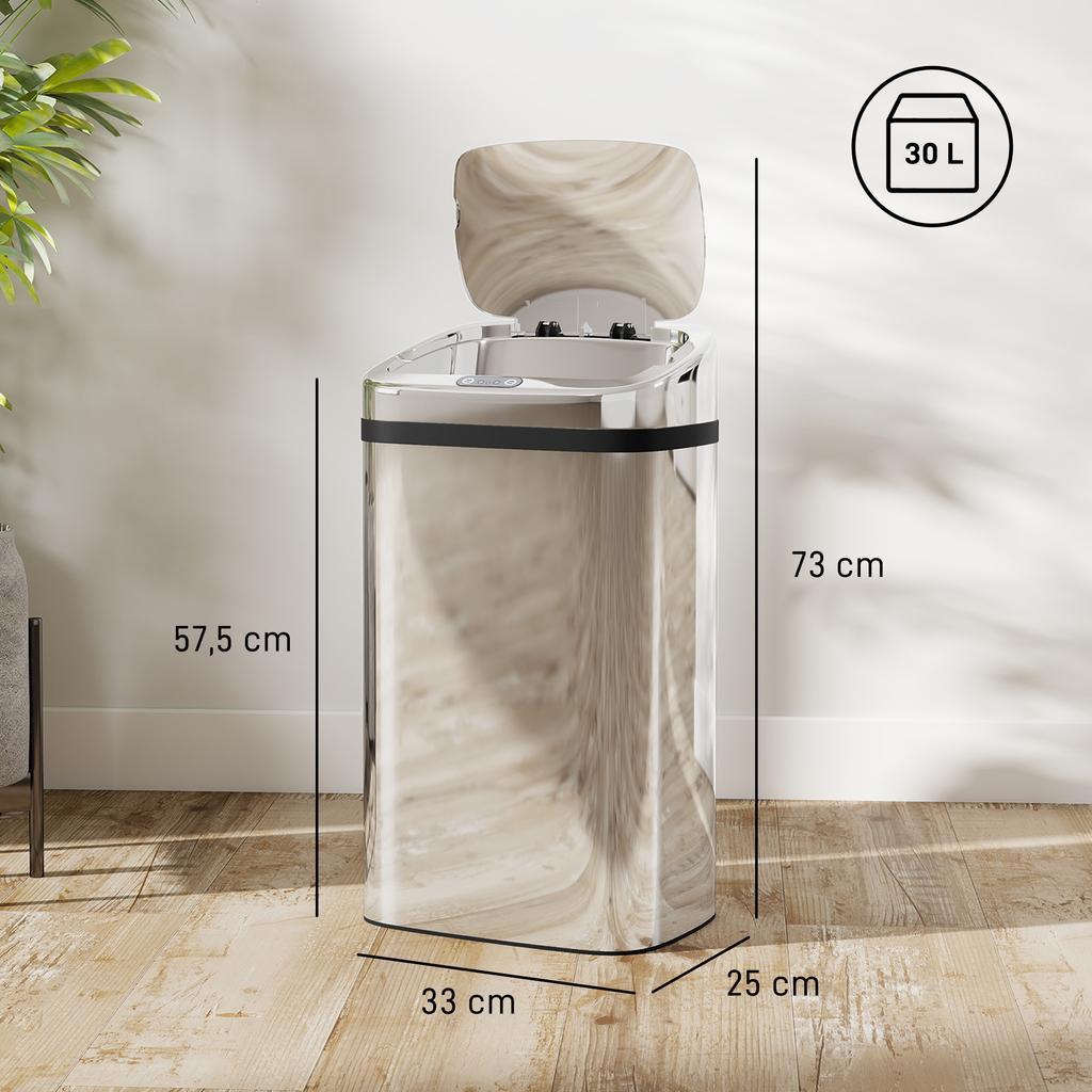 Motion Sensor Bin, Automatic Opening, 1 x 30 L, Stainless Steel