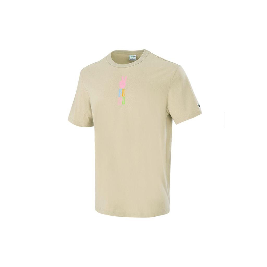 Puma Cartoon Print Round Neck Short Sleeve T-Shirt Men Tops Khaki 533039-42