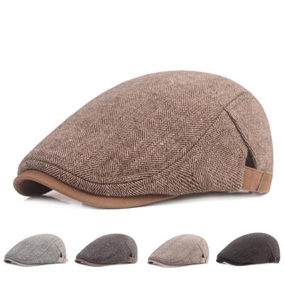Winter Thickened Warm Duck Tongue Cap Men's Herringbone Simple Beret Cap In The Elderly Forward Hat Hat