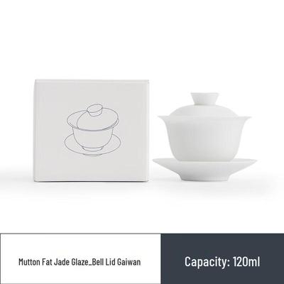 Nanshan Mutton Fat Jade Glaze Sancai Gaiwan Teacup
