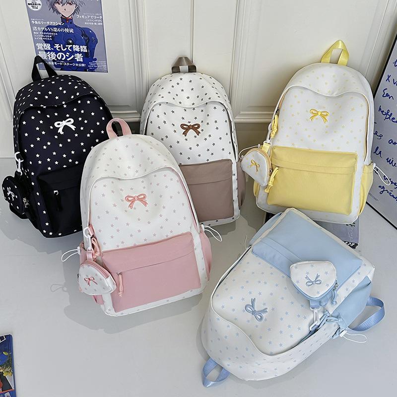 Schoolbag new female cute schoolbag versatile small fresh star bow junior high school college student backpack class backpack