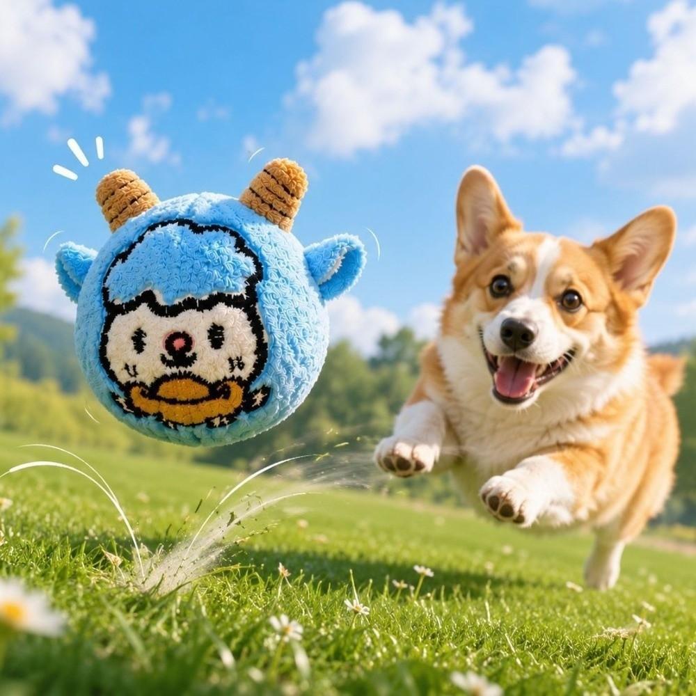 Bite Resistant Plush Dog Toy Ball Soft Squeaky Dog Toy Cute Dog Training Toy Ball  Fetch Play