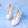 Girls' Soft-Soled Leather Dress Shoes, White Princess Performance Heels