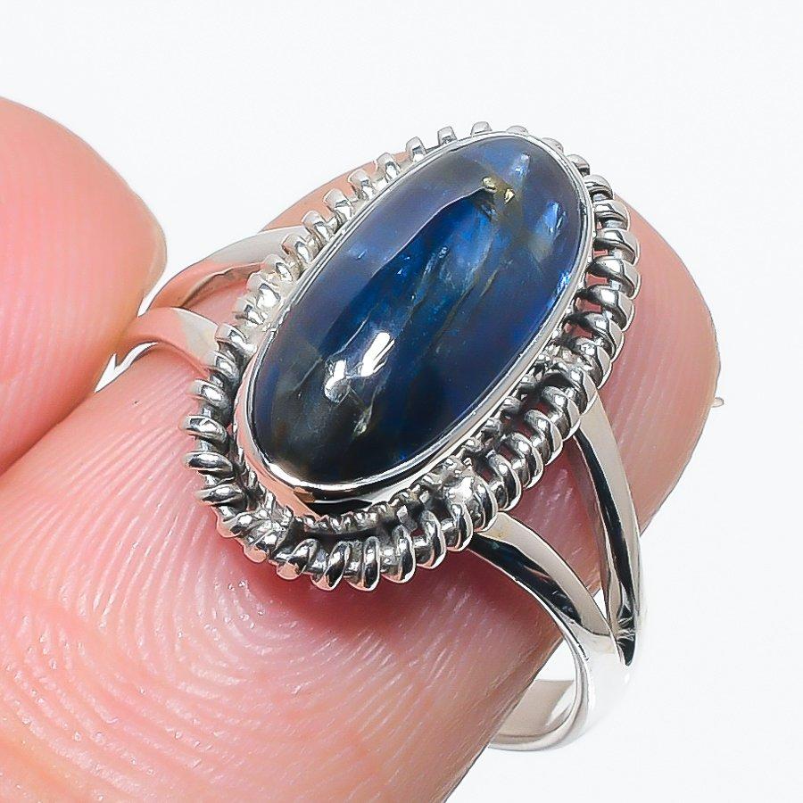 

Natural Blue Kyanite Gemstone Handmade 925 Solid Silver Jewelry Ring Size 8 R4e25