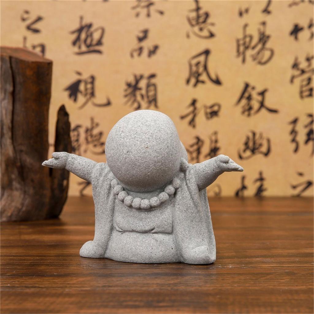Desktop Ornaments Buddhist Monk Sandstone Sign Decoration Sculpture Gift Desktop Fish Tank Decors for Home School Office