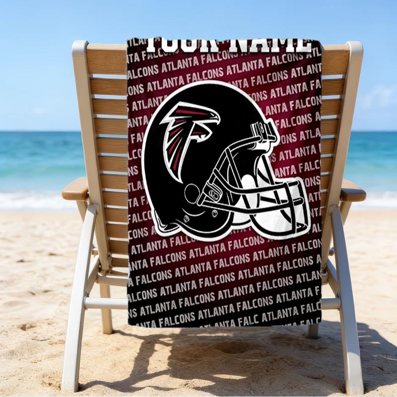 Custom Name Beach Towel Atlanta-Falcons Rise Up Beach Towel, Soft Microfiber, Gift for Her/Him, Birthday, for Pool, Beach, Travel, Fan gifts