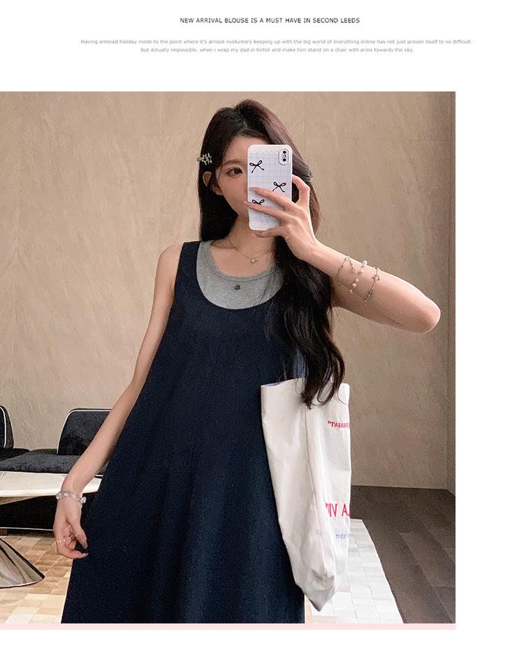 2026 Summer Sweet Maternity Sleeveless High-Waisted Vest Dress - Trendy Age-Reducing, Two-Piece Look