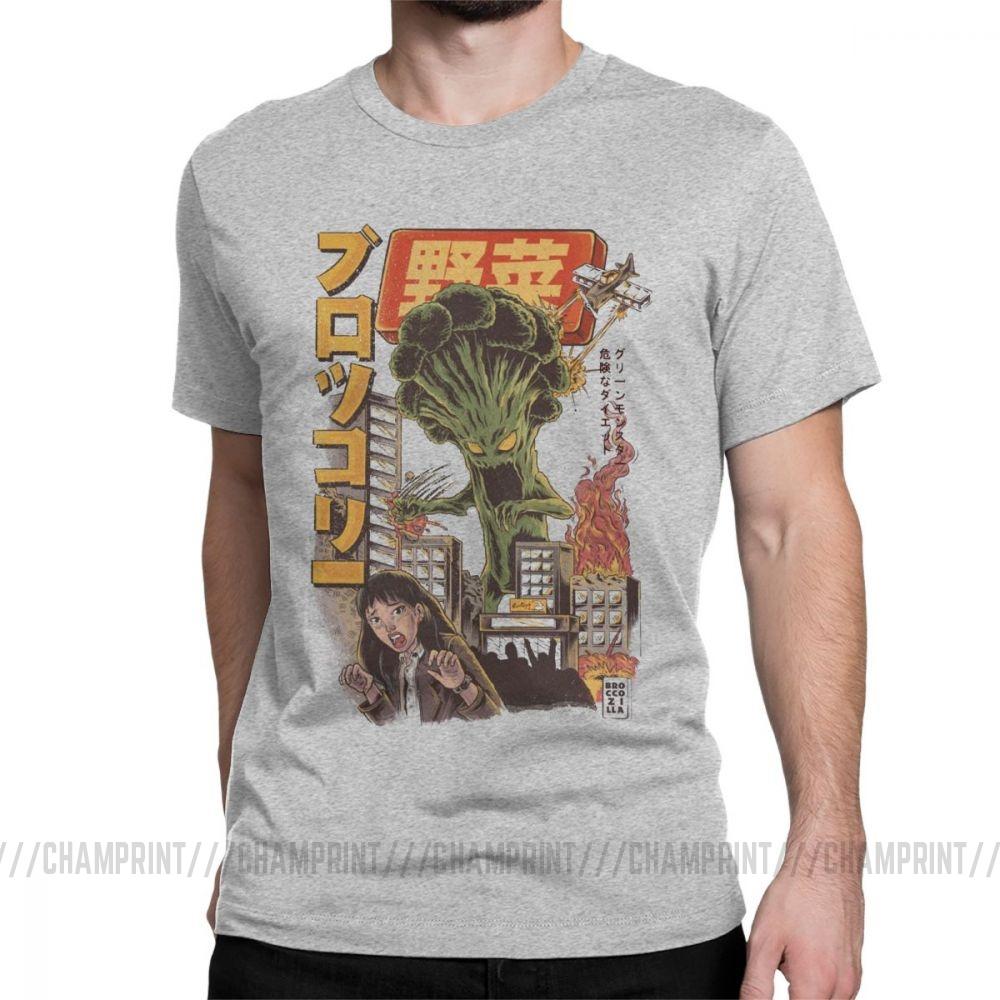 Giant Mushrooms Monster Clothes Demon Broccozilla T Shirts For Men Broccoli Funny Japanese Anime T