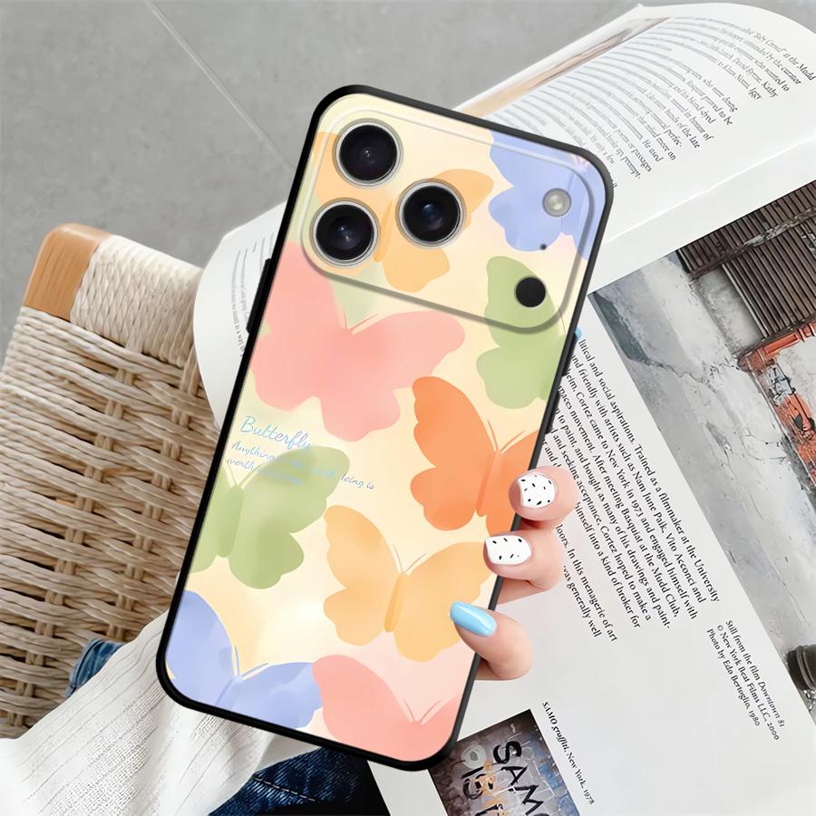 Cartoon Butterfly Case for Apple iPhone 17 Pro Max XR XS MAX Air 11 12 13 16 14 15 Pro 7 8 Funda Phone Cover