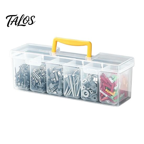 Talos Hardware Storage Box, with Handle Transparent Stackable Dust-Proof Organizer, for Tools Spices Art Supplies Office Accessories S