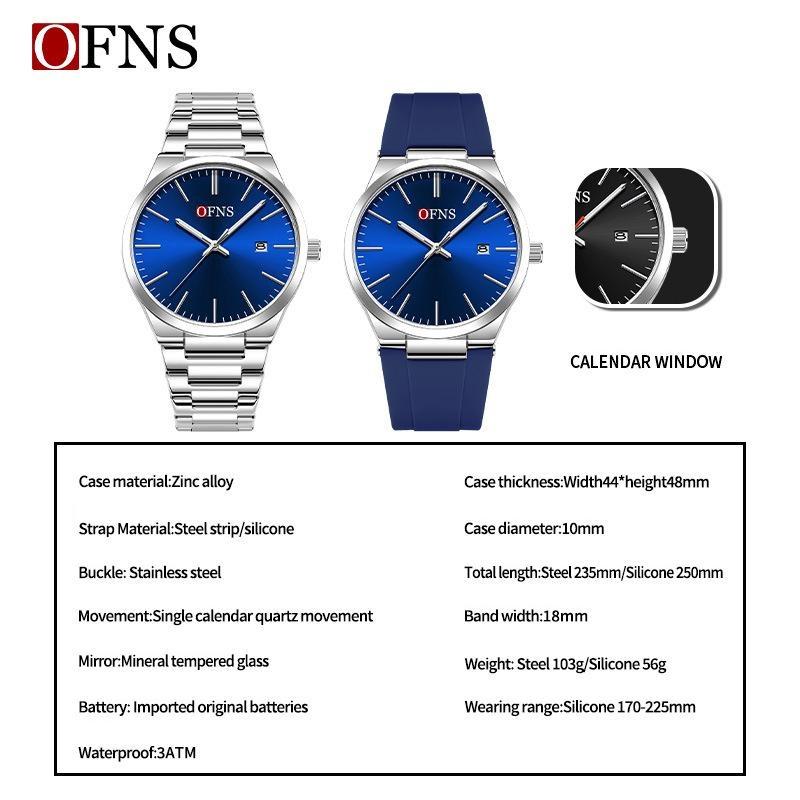 Fashion Mens Womens Watch Outdoor Sports Business Stainless Steel Man Watch Luminous Blue Dial Calendar Quartz Watches for Men+Box