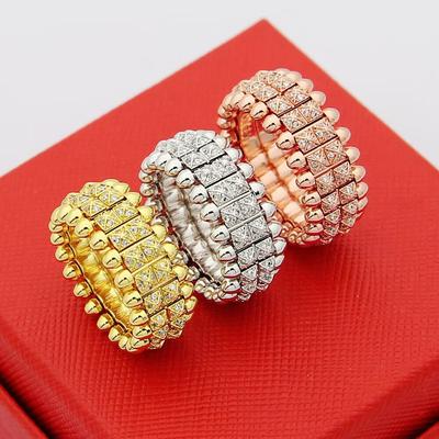 Double-row Bullet Ring, Fully Diamond-encrusted Rivet Ring Three-color Precision Crafted Version Gift Suitable for Daily Wear, Non-allergenic Material