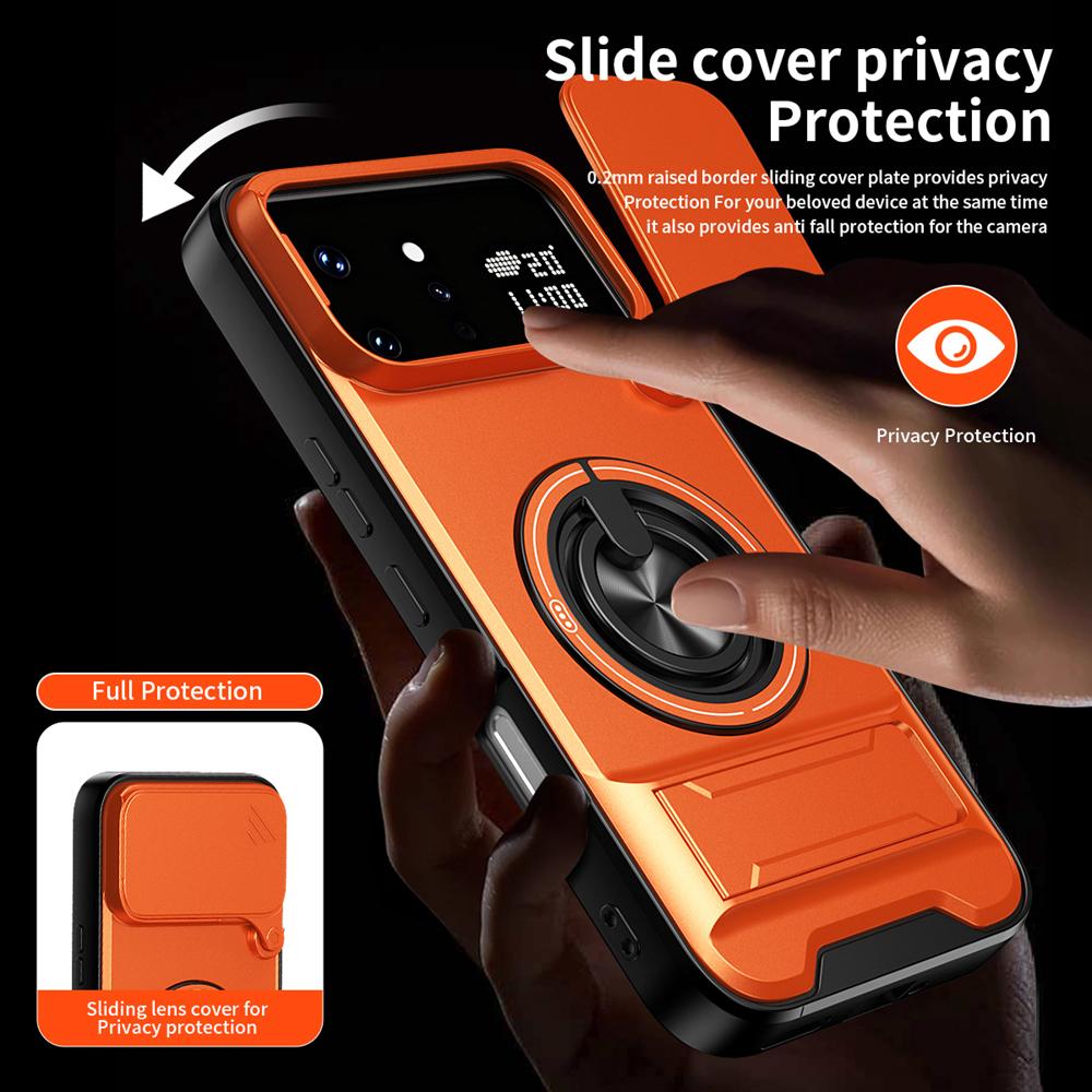 KEYSION Magnetic Phone Case for Infinix Note 60 Ultra 5G Slide Camera Protection Upright Stand 360° Ring Shockproof Back Cover