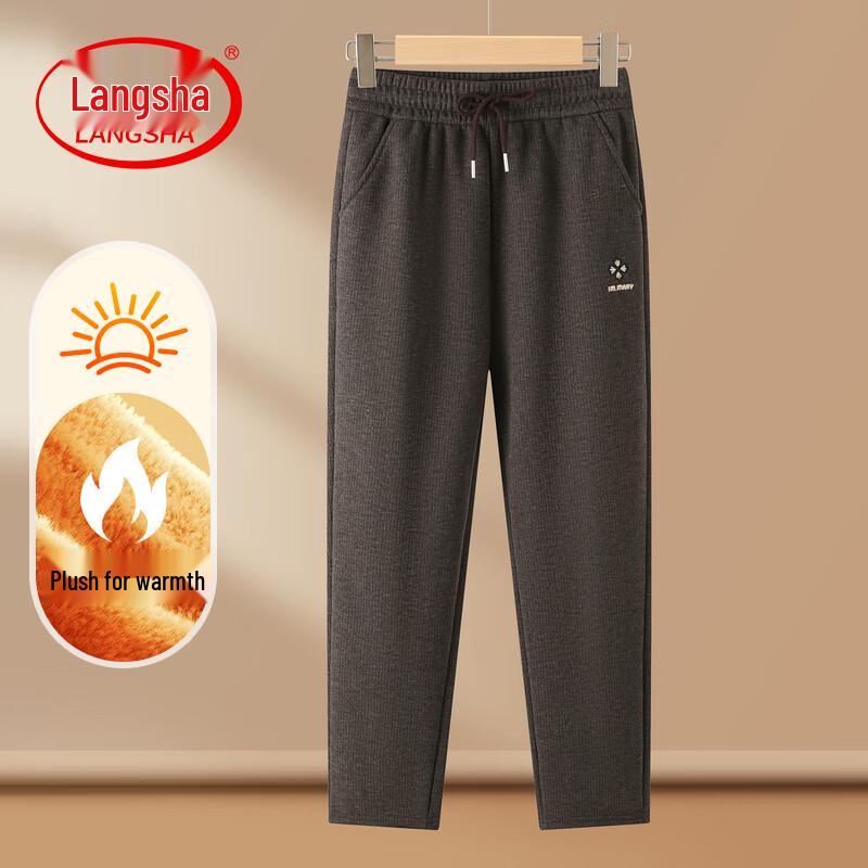 

LangSha Women s Mid-Waist Plus Velvet Thickened Casual Pants 5XL