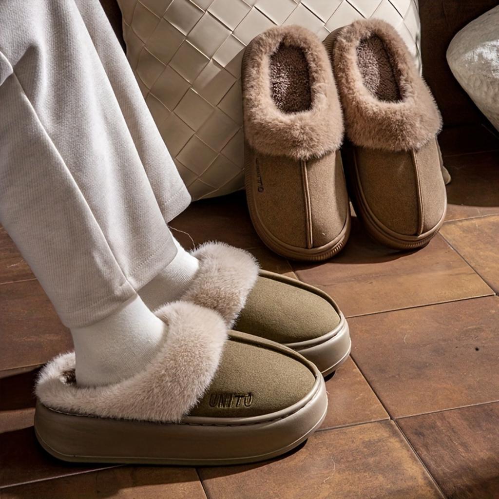 Varma Vintertofflor i Plysch för Herr och Dam - Mjukt Foder, Halkfri Tjock Sula, Bekväma för Inomhusbruk | Skor i Casual Stil