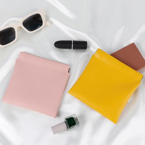 Snap Closure Pouch Faux Leather Mini Cosmetic Bag Waterproof Self-Closing Organizer Pouch for Coin