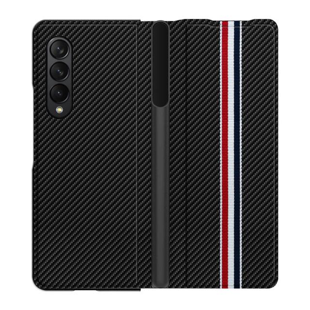

Кожаный складной чехол для Samsung Galaxy Z Fold 4 5g, тонкий складной чехол для смартфона с прорезью для ручки, противоударный противоударный чехол для телефона Samsung Z Fold 4