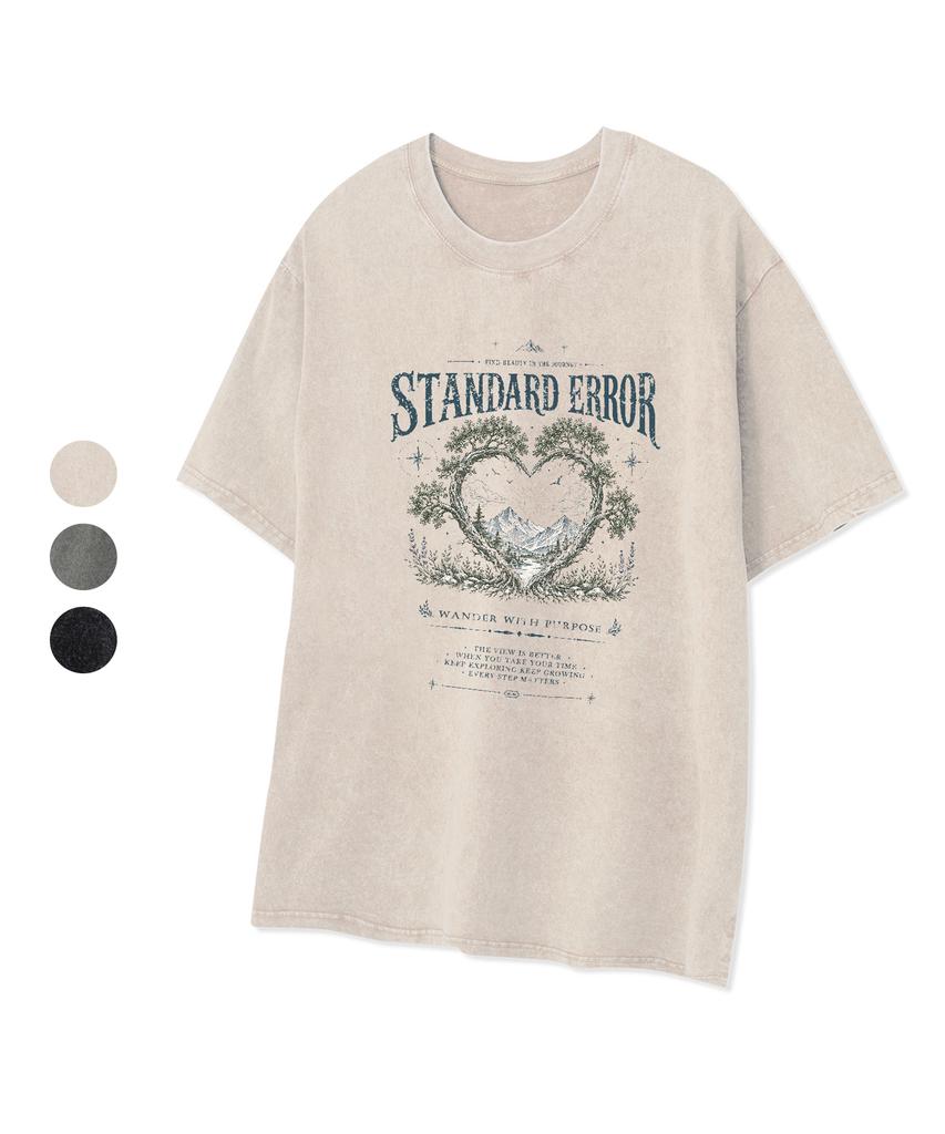 STANDARDERROR 87-Stan336 Nature Heart Pigment Short Sleeve T-Shirt (3 Colors)