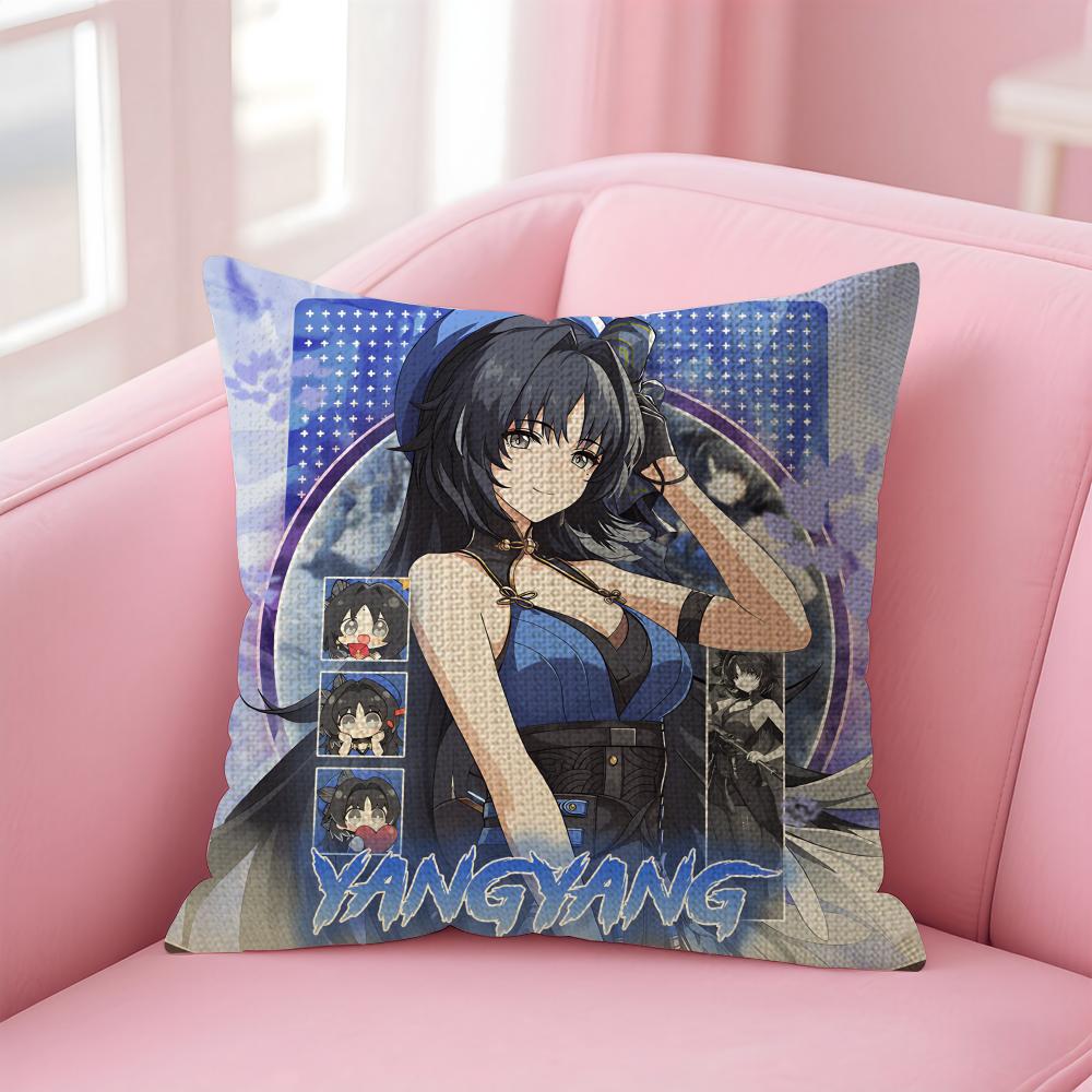 

Wuthering Waves Yangyang Cushion Cover Natural Linen Pillow Case DoubleSided Print Decorative Sofa Pillowcase Home Decor Gift 30x30cm