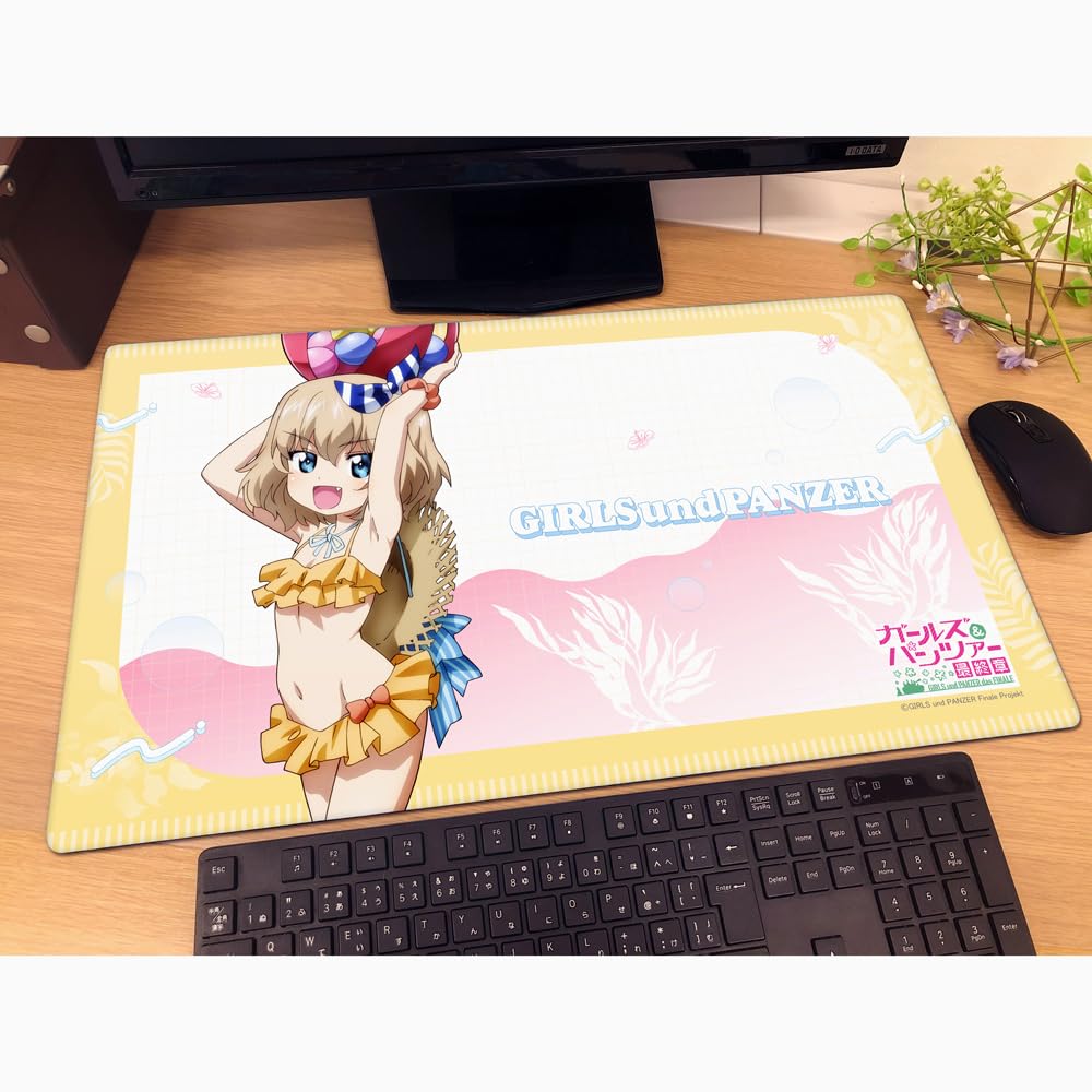 Girls Panzer Final Chapter Original Illustration Rubber Mat 60cm x 35cm x 2mm Polyester Key-th & (Katyusha/Resort Swimsuit) Approx. (width) (height)
