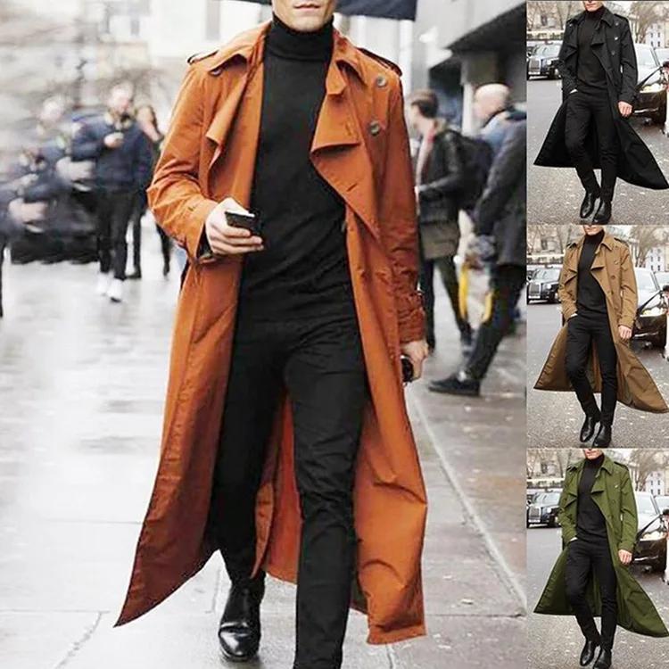 Streetwear Fashion Trench Men's Thin Coat Designer Overlong British Coats Man's Clothing with Epaulets Men's Jackets for Spring