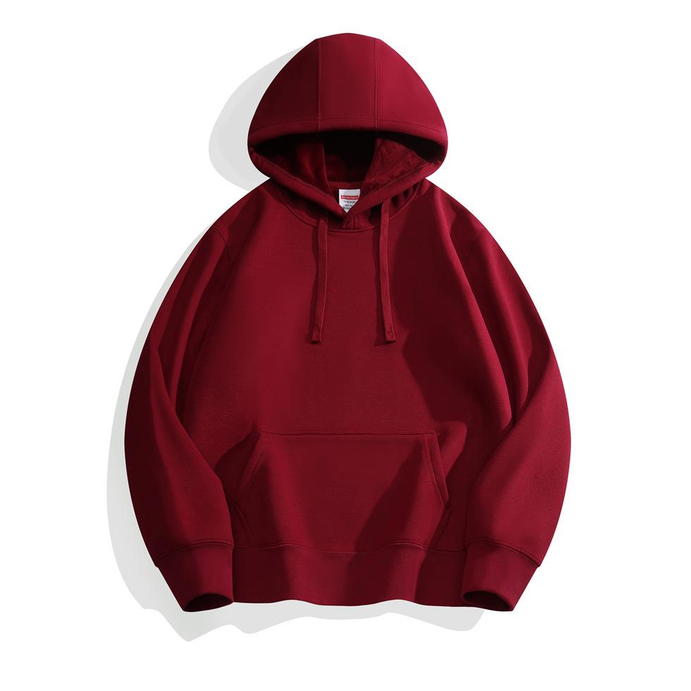 

Осенний флис с капюшоном, спускающимися плечами и повязками на голову, модная одежда для занятий для студентов мужского и женского пола 4XL бордовый