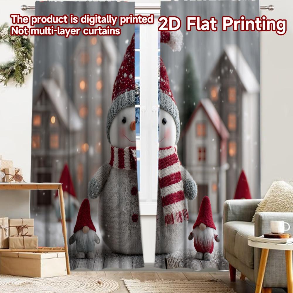

2pcs, 2D FLAT PRINTING Curtains (Without Rod) Snowy Cheer Halloween Festival Popular Curtains&Drapes Fabric Curtains Decorations 52.50 × 116.00 cm 2 pcs