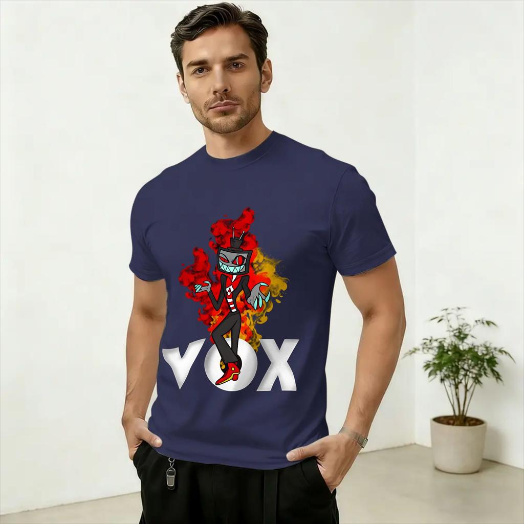 Unisex's Hazbins Hoteling Vox Solo Metal T Shirts  Pure Cotton Tops Novelty Short Sleeve Crew Neck Tee Shirt Printed T-Shirt