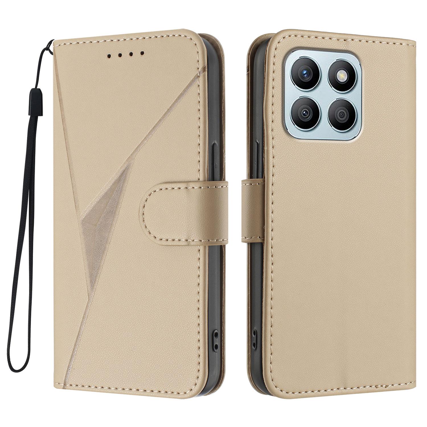 

For Honor X8b 4G/Honor X8c 4G Case Triangle Imprint Leather Phone Cover with Lanyard H