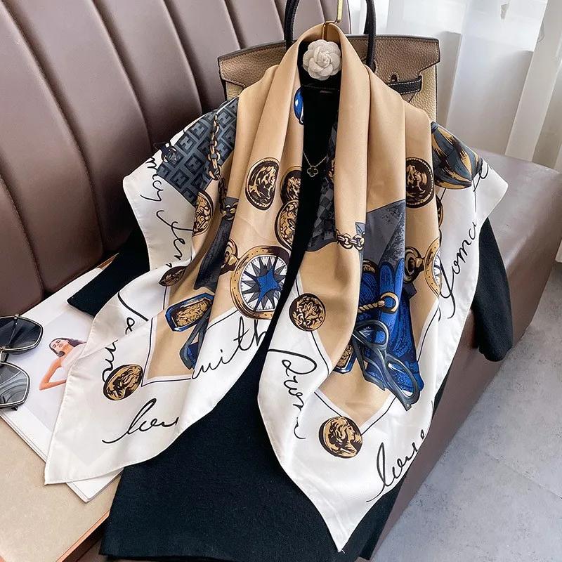 

New Polka Dot Paisley Print Square Scarf Black White Thin Decorative Neck Scarf Mature Style Sunscreen Headscarf For Women One Size